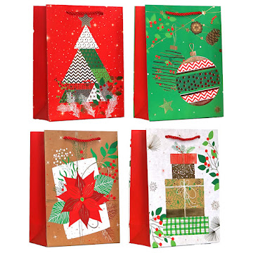 Bolsa De Regalo Navideña Mays Rojo Verde Blanco Surtida Grande x 1 und  