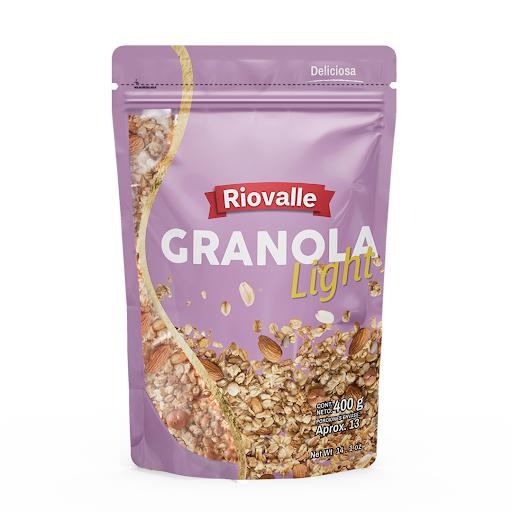Granola Light Baja en Azúcar Riovalle Megamarket Bolsas Doypack x 1 Granola Light Baja en Azúcar RIOVALLE X 400 Gr, mezcla crocante con menor contenido de azúcar. Ideal para desayunos y snacks balanceados. Aporta energía y textura en cada porción. Perfecta con yogur o