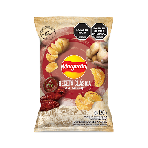 Pasabocas Margarita Papas Fritas Alitas BBQ Receta Clásica x 120 gr