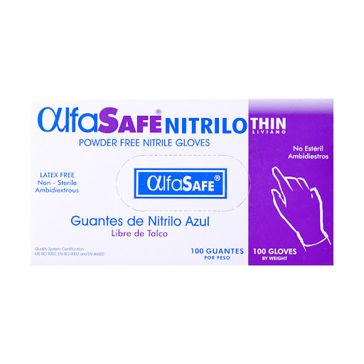 Guante Nitrilo Azul Thin Alfa Safe Talla M Caja x 100 und