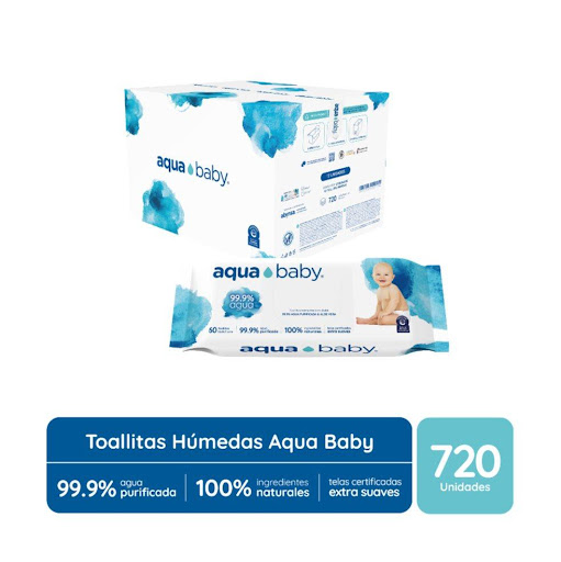 Toallitas Húmedas 99.9% Agua, Aqua Baby 12 Bolsas de 60, 720 Unidades Aqua Baby Caja de 12 Bolsas  x 720 Caja de 12 Bolsas de 60 Toallitas Húmedas Aqua Baby
Formato 60 unidades
720 hojas totales

Toallitas húmedas / wipes 99.9%  agua marca Aqua Baby
Contenido: 60 toallitas de 16x18.5 cms
Ingredientes: 99
