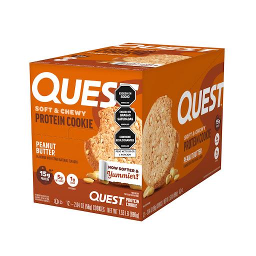 galleta de proteina mantequilla de mani QUEST NUTRITION bolsa x 1 galleta quest CREMA DE MANI con 15 g de proteina, suave y deliciosa, baja en azucar y carbohidratos netos. Ideal para calmar antojos mientras cuidas tu nutricion