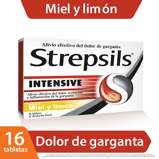 Strepsils Intensive Miel y Limón Flurbiprofeno 8,75 mg RB Health Caja x 16 Tabletas
