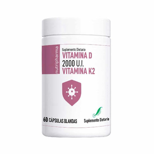 Vitamina D3 + Vitamina K2 60 Capsulas Ffi Group Capsulas  x 1 Vitamina D3 2000 U.I. + K2 80 mcg ayuda a fortalecer huesos y dientes, mejora la absorción del calcio, apoya el sistema inmunológico y contribuye a la salud cardiovascular. Presentación de 30 cápsulas