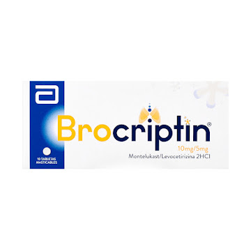 Brocriptin Montelukast + Levocetirizina 10mg/5mg Abbott Caja x 10 tabletas  