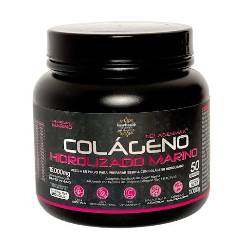 Colágeno Marino Frutos del Bosque NEWHEALTH x1000g Newhealth Tarro x 1000gr x 1 und Colágeno Marino sabor Frutos del bosque con 15.000mg de COLÁGENO  por porción, ayuda a mantener una piel radiante, buena salud articular, fortalece la mucosa intestinal y digestiva. Contiene  Colágeno