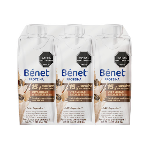 Bebida Lista BENET sabor Capuccino 250ml x 3 und