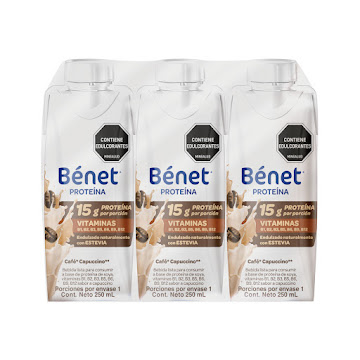 Bebida Lista BENET sabor Capuccino 250ml x 3 und  
