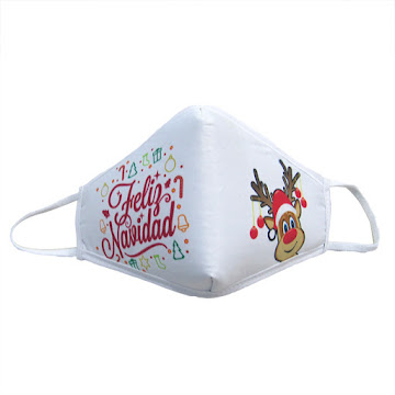 Tapabocas Navideño Básico Blanco x 1 und  