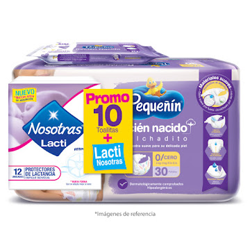 Pañal Pequeñín Recién Nacido x 30 und + Protectores Lacti x 12 und + Toallas Rn x 10 und  