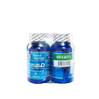 Calcio Magnesio Zinc + Vitamin D Natural Nutrition Frasco x 60 Cápsulas  