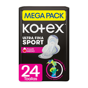 Toallas Femeninas Kotex   Sport Ultradelgadas x 24 Und  