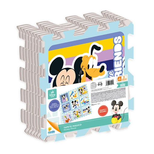 Juegos de Mesa Tapete Magico Mickey Club House Ronda Ronda Caja x 1 Elemento decorativo en caucho espuma, especial para decorar, jugar y proteger a los niños mientras estimulan la percepción de figura y fondo.Suave y seguro (Tapete armado de 90,5 cm x 90,5 cm)