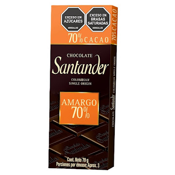 Chocolatina Santander Dark Amargo 70% Barra x 70 gr  