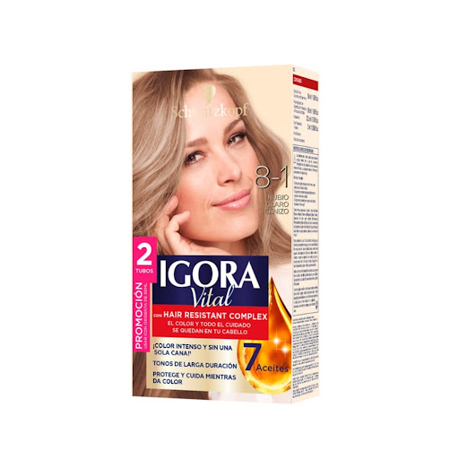 Tinte Igora Vital 8-1 Rubio Claro Cenizo Caja x 1 und