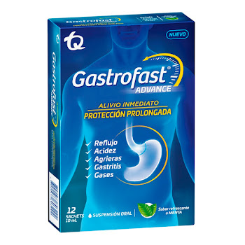 Gastrofast Advance Sodio Alginato + Sodio Bicarbonato 250mg/133.5mg TQ Caja x 12 Sachets  