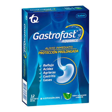 Gastrofast Advance Sodio Alginato + Sodio Bicarbonato 250mg/133.5mg TQ Caja x 12 Sachets  