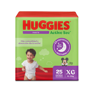 Pañales Pants Huggies Active Sec XG Etapa 4 Paquete x 25 und  