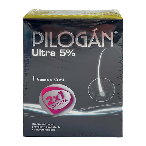 Minoxidil 5% Pilogan Ultra Loción Capilar Eurofarma Caja x 2 Frascos 60 ml c/u