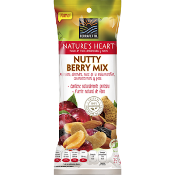 Pasabocas Terrafertil   Natures Heart Nutty Berry Mix Frutos Nueces X35G  