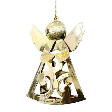 Decoración Ángel Gold Champagne Para Árbol Navideño 9.8 x 6.4 x 2.7 cm   