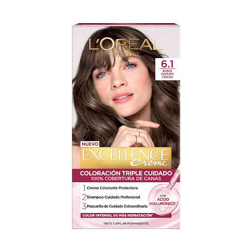 Kit Tinte Loreal Excellence Creme Rubio Oscuro Ceniza 6.1 x 1 und