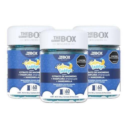 Gomitas para dormir de niños: Magnesio + Pasiflora + Manzanilla x3 THE GUMMY BOX TARRO X 60 GOMITAS x 3 Gomitas para dormir de niños: Magnesio + Pasiflora + Manzanilla x3