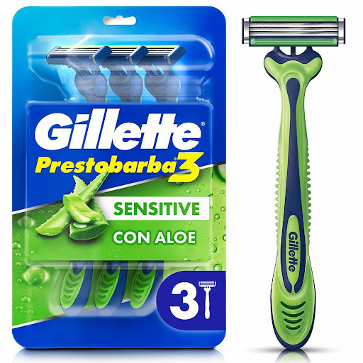 Cuchilla de Afeitar GILLETTE Prestobarba 3 Sensitive con Aloe Blíster x 3 und