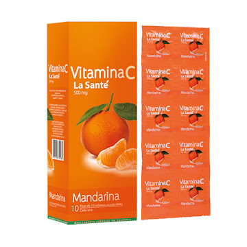 Fracción Vitamina C Ácido Ascórbico 500 mg Sabor A Mandarina La Sante x 10 und  