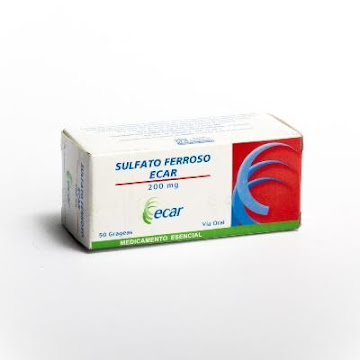 Sulfato Ferroso Ecar 200 mg Caja x 50 Grageas  