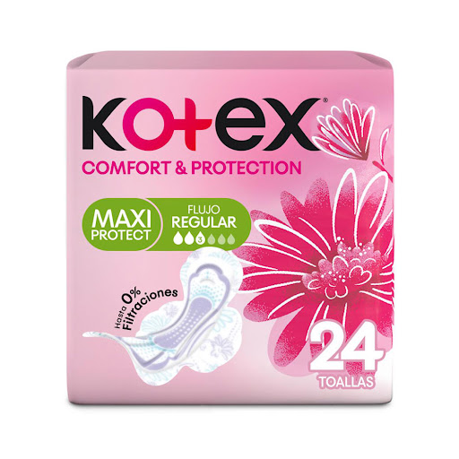 Toallas Femeninas Kotex Comfort y Protección Maxi Paquete x 24 und