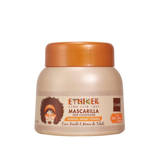 MASCARILLA ETNIKER 300GR ETNIKER 300 x 1 La Mascarilla Deep conditioner está especialmente formulada para desenredar, suavizar y humectar la fibra capilar. Este Acondicionador, enriquecido con ACEITES NATURALES DE COCO, KARITÉ & MONOÏ DE TAH