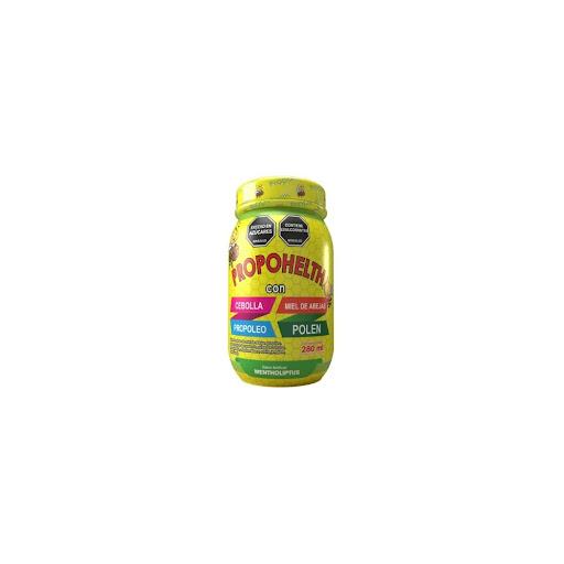 Propohelth con Cebolla, Miel, Propóleo y Polen (280 ml) Natural Health LIQUIDO x 280ml Cuidar el sistema respiratorio: Ayuda a calmar y suavizar la garganta gracias al mentol y la miel. Fortalecer las defensas: El propóleo y el polen son conocidos tradicionalmente por apoyar el sistema 