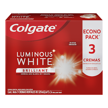 Crema Dental Colgate Blanqueadora Luminous White Brilliant 125ml x 3 und  