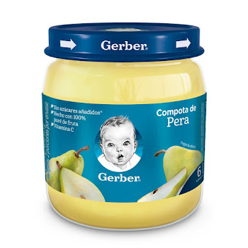 Compota Gerber Puré De Pera Sin Azúcar Frasco x 113 gr  