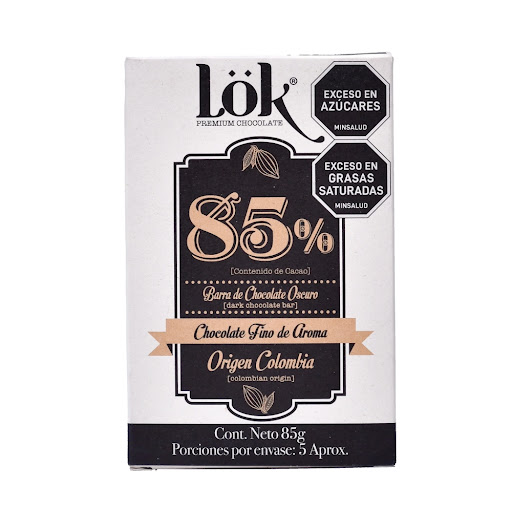 Chocolatina Lok 85% Cacao De Colombia Tumaco Origin Cacao x 85 gr