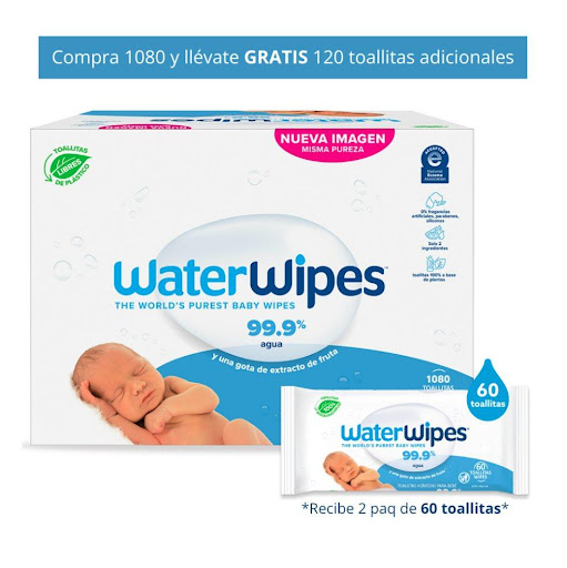Toallitas Húmedas Sin Alcohol Waterwipes X 1080 Unds. Waterwipes Caja X 1080 Und X 1080