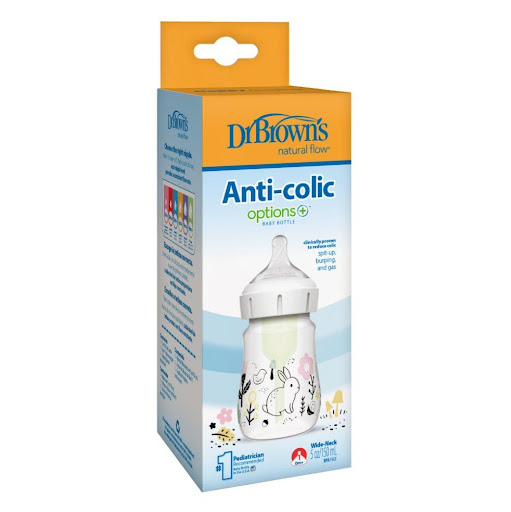 Tetero Dr Browns Boca Ancha 5oz Coneja Dr Browns Botella x 1 Tetero Dr. Brown’s Options+ 5 oz boca ancha con diseño de conejita. Sistema anticólicos que reduce gases y cólicos. Flujo natural, conserva nutrientes. Libre de BPA y apto para lavavajillas.