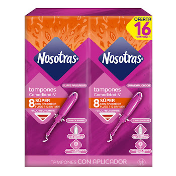 Tampones Diarios Nosotras Con Aplicador Super 2 Paquetes x 8 und  