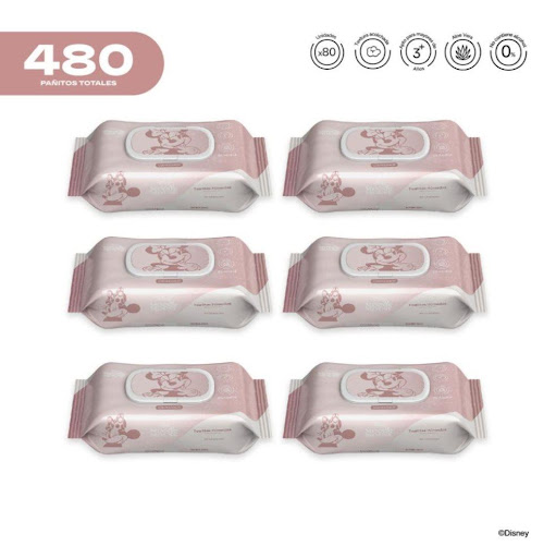 Pack x6 Pañitos Húmedos Disney Cosmos Minnie Niñas CMS COSMOS Flow-Packs x 80 unidades undefined