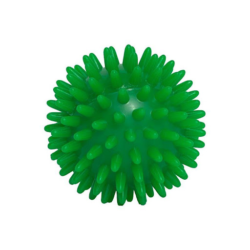 Bolas Para Masajes Recovery 7 cm Green Recovery UN x 1 Es una herramienta de masaje manual con púas, diseñada para liberar la tensión muscular en todo el cuerpo. Su textura favorece la estimulación sensorial, mejorando la circulación y relajación muscular