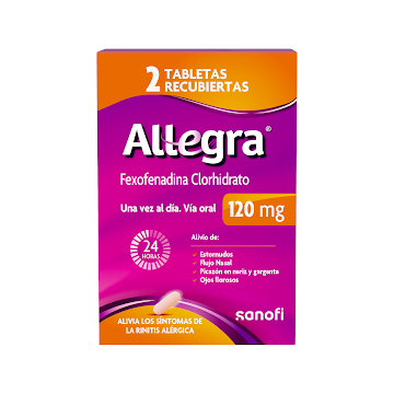 Allegra Fexofenadina 120   mg Sanofi Caja x 2 Tabletas  