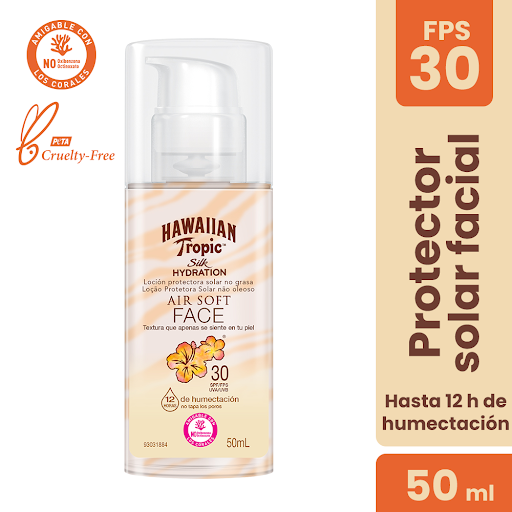 Protector Solar Hawaiian Tropic Silk Hydration Air Soft Facial Fps 30 x 50 ml