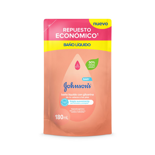 Refil Baño Líquido Johnsons Baby Cabeza A Pies Bolsa x 180 ml