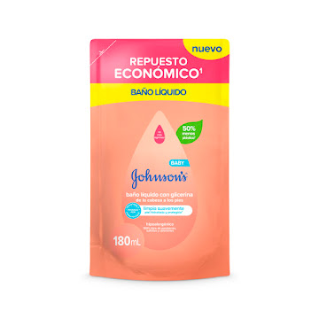 Refil Baño Líquido Johnsons Baby Cabeza A Pies Bolsa x 180 ml  
