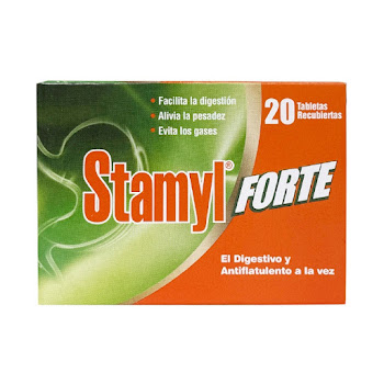 Stamyl Forte Pancreatina + Simeticona 300mg/100mg Farma de Colombia Caja x 20 Tabletas   
