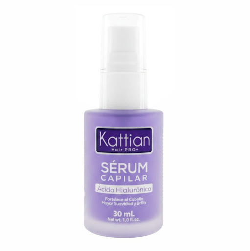 Serum Capilar Ácido Hialurónico Kattian Frasco x 30 ml Formula capilar con Aceite de Argán, Aceite de Marula, Ácido Hialurónico y Vitamina E que ofrece hidratación, nutrición, brillo y control del frizz sin engrasar el cabello. Esta combinación repara pun