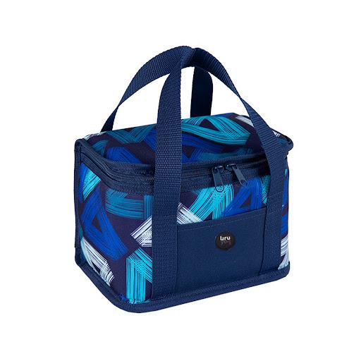 Lonchera Triangulos Azul Picnic Uruyen Caja x 1 Interior en aluminio para conservar la temperatura  por mas tiempoMedidas:Ancho:23cmsProfundo:15 cmsAlto:15 cmCapacidad:  5,625litros