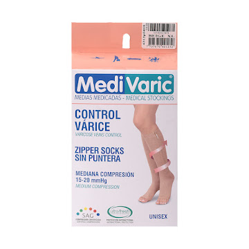 Medias Medivaric Unisex Cremallera 15-20 Beige Talla XL  