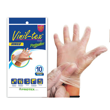 Guantes Vinilo Protexion Multiusos Vinil Tex Talla única x 10 und  